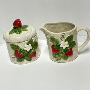 1981 Vintage Sears Roebuck Strawberry Cream and Sugar set